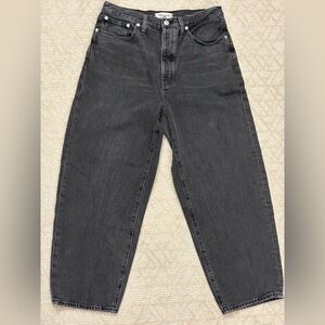 Madewell Ballon Black Jeans women’s barrel 29 100% cotton high rise trendy denim